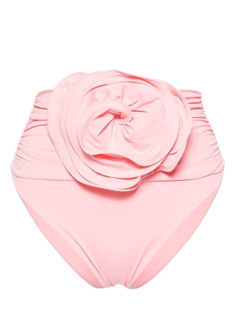 Pink ruched high-waist bikini bottoms - women